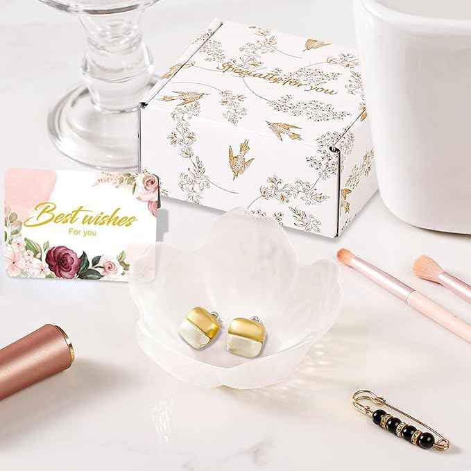 Gifts for Women Flower Jewelry Dish Ring Holder Jewellery Tray Vanity Organizer Room Decor Aesthetic Ring Holder Decorative Tray Trinket Dish Valentine's Engagement Birthday Gifts Stocking Stuffers