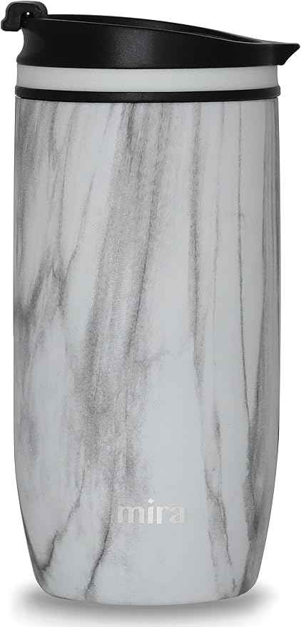 MIRA 16 oz Travel Coffee Mug - Insulated Stainless Steel Tumbler with Screw Lid - French Granite