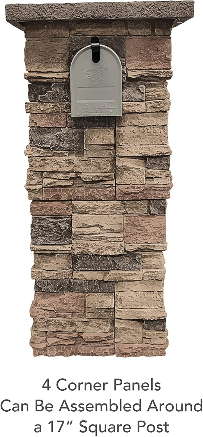 GenStone Faux Stacked Stone 90 Degree Outside Corner Panel 22.5" x 12" in Desert Sunrise Color for Do It Yourself Friendly Home Improvement Projects