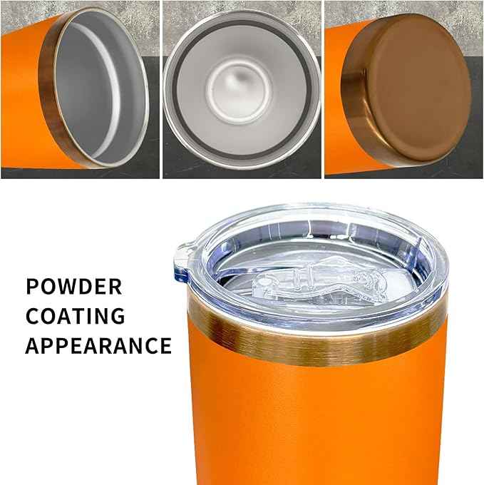 20 oz Tumblers Stainless Steel Tumbler with Lid and Straw Insulated Copper Coffee Mug for Laser Graving 33oz Powder Coated Cup(Orange,1 pack)