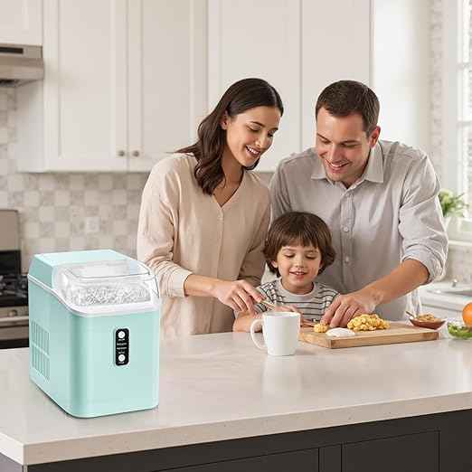 OLIXIS Nugget Ice Maker Countertop, Portable Ice Machine with 1.7L Water Tank, 26LBS/24H Fast Production, Auto-Cleaning & Quiet Operation, with Basket & Scoop, for Home Party Camping RV, Green