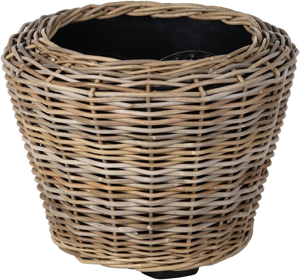 Rattan Kobo Indoor Outdoor Planter Basket with Plastic Pot X Large 12 Gallon Soil Capacity
