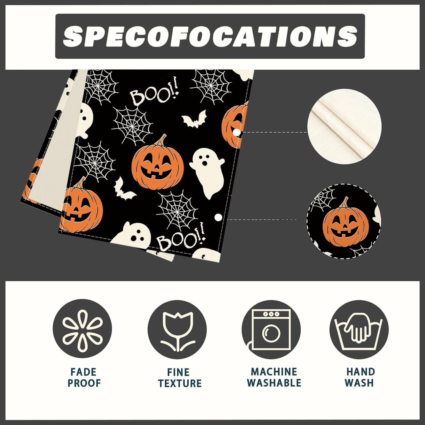 XCHI Boo Spooky Ghost Pumpkin Halloween Table Runner Burlap Table Decoration for Home Kitchen Dining Dinner Indoor Holiday Farmhouse Decor 13x48 Inch