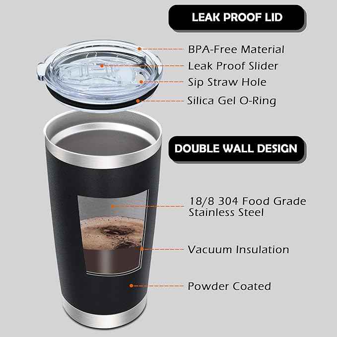 AIANJI 20oz Tumbler Bulk Stainless Steel Tumblers with Lid Vacuum Insulated Double Wall Travel Coffee Mug Powder Coated Tumbler Cup for Hot and Cold Drinks(Black, 1 pack)