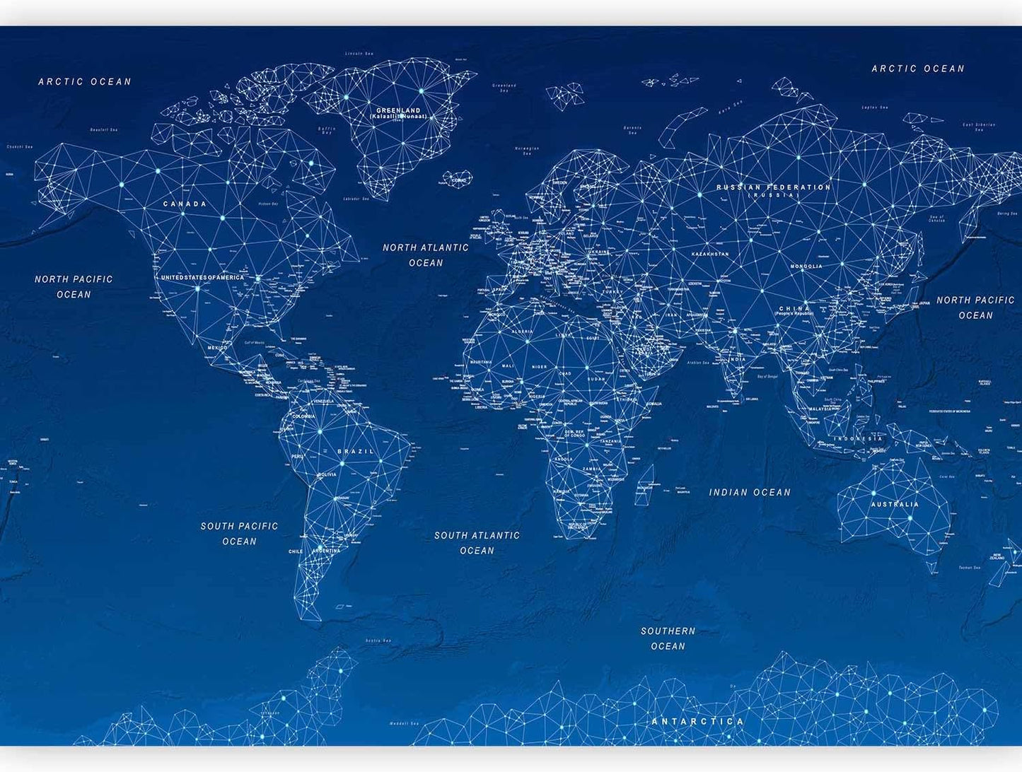 artgeist Wall Mural World Map 154x110 in - XXL Peel and Stick Self-Adhesive Wallpaper Removable Large Sticker Foil Wall Decor Print Picture Image Design Map of The World k-A-0125-a-a