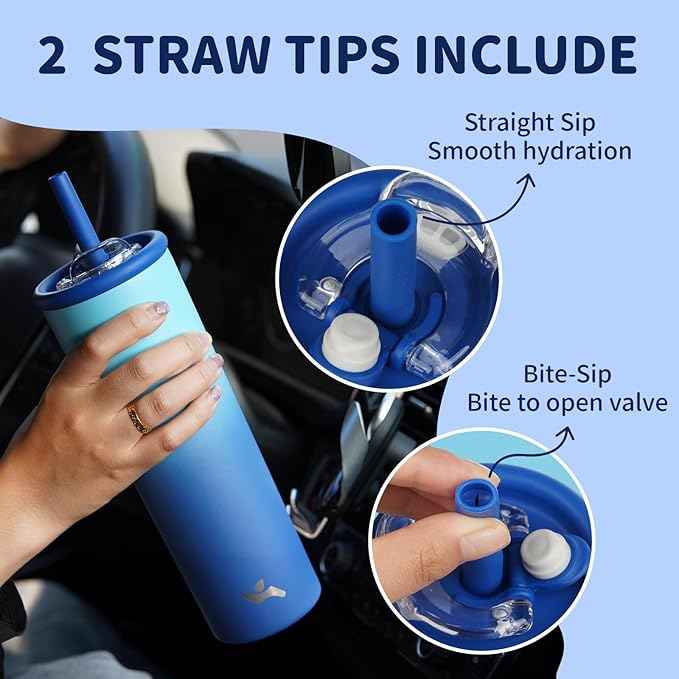 Konokyo 25oz Insulated Tumbler with Lid and Straw, Reusable Iced Coffee Cup with Lid, Travel Coffee Mug, BPA-Free, Leak-Proof and Durable, Turquoise