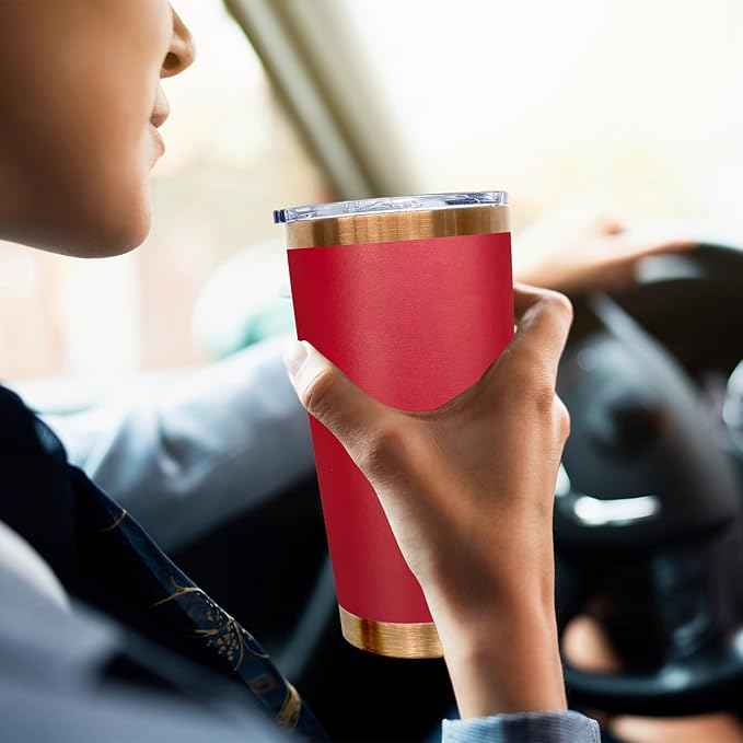 20 oz Tumblers Stainless Steel Tumbler with Lid and Straw Insulated Copper Coffee Mug for Laser Graving 22oz Powder Coated Cup(Red,12 pack)