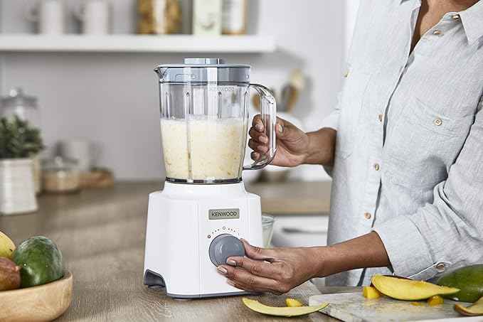 Kenwood BLP31.A0WH Blender, 1.6 L Krug, Steel Blades, 2 Speeds and Pulse, Non-Slip Feet, Equipped with Practical Handle, Power 350 W, Plastic, White and Grey