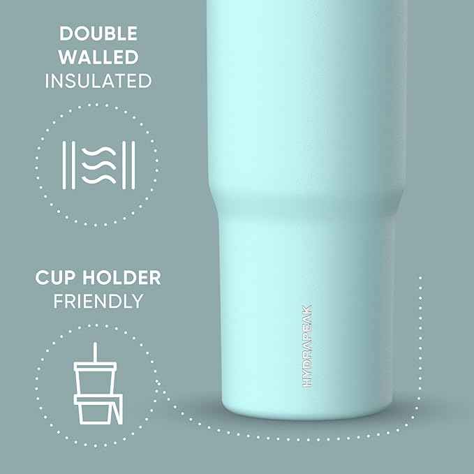 Hydrapeak Nomad 32 oz Tumbler with Handle and Straw Lid, Leakproof, Double Insulated, 32oz Cup Stainless Steel (Almond)