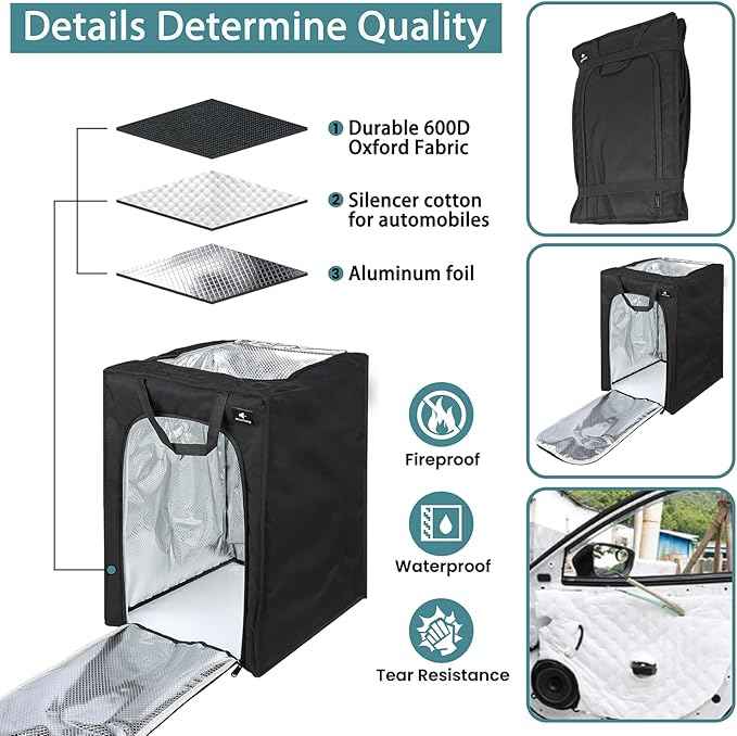 Sound Cover for Ninja Creami, Blender Noise Cover, Blocks 70% Noise,Waterproof, Fireproof, Foldable Quiet Dust Cover for Most Blenders/Ice Cream Maker
