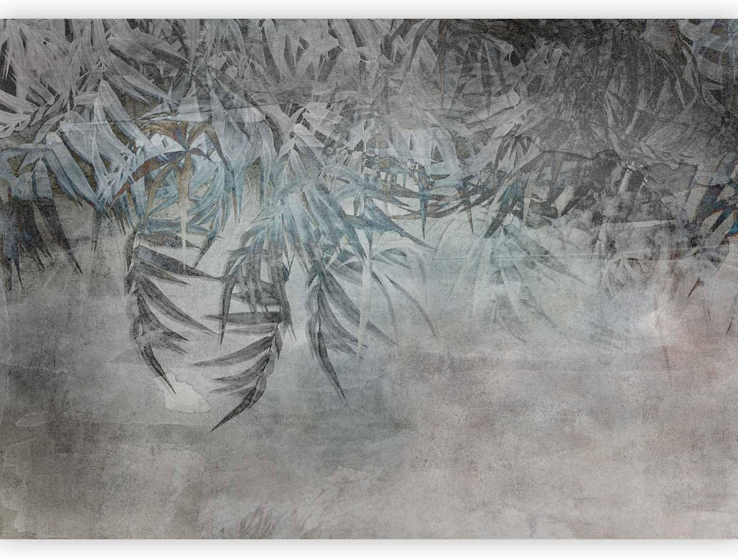 artgeist Wall Mural Leaves 157x110 in - XXL Non-Woven Wallpaper Fleece Wall Decor Photo Print Picture Image Design Palm Leaves Concrete Nature Grey b-C-10103-a-a