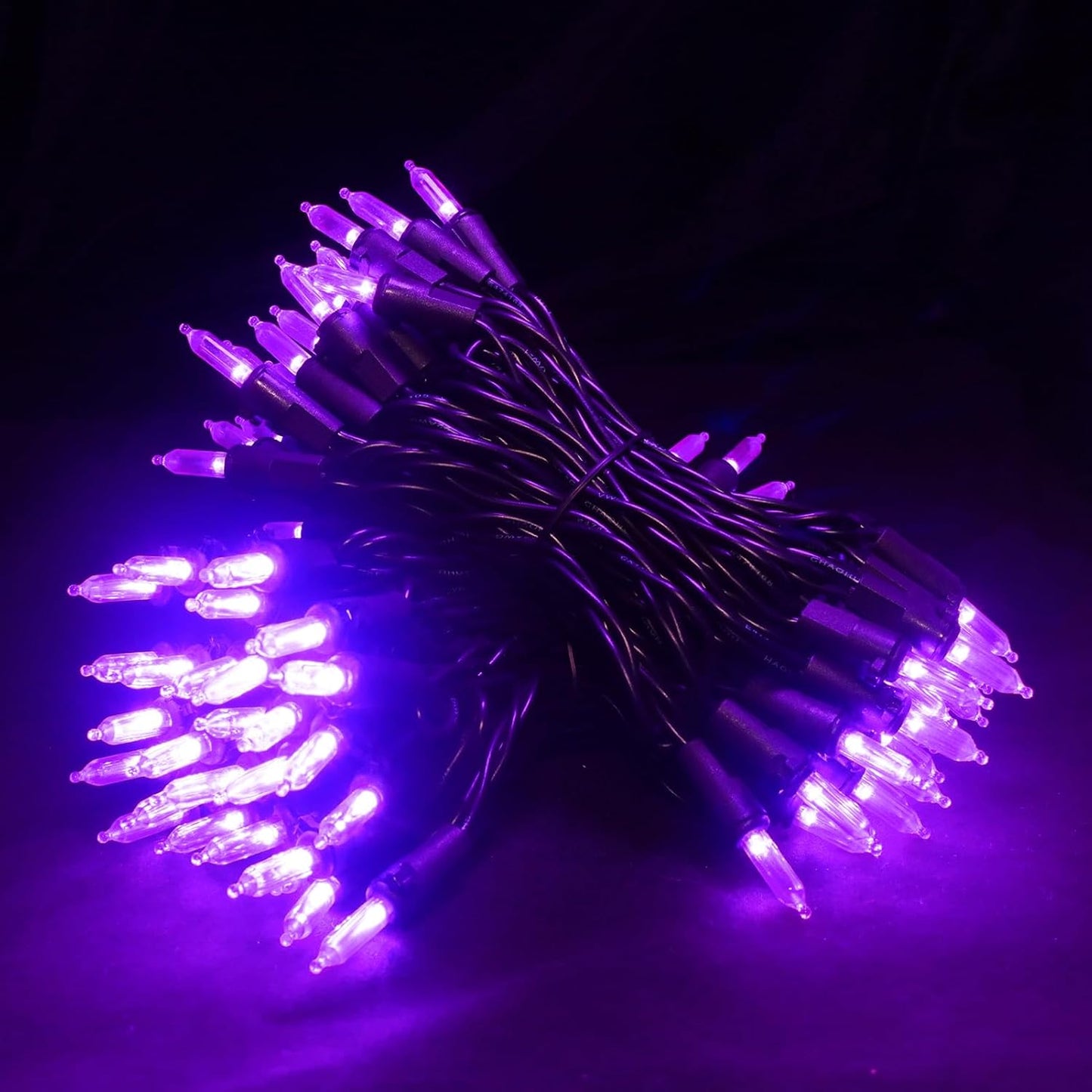 Purple Halloween LED Lights - 2 Pack 100 Count Purple Christmas String Lights for Tree, Party, Holiday, Indoor/Outdoor Halloween Decorations, 2 Sets 33 Feet Black Wire, UL Certified, Connectable