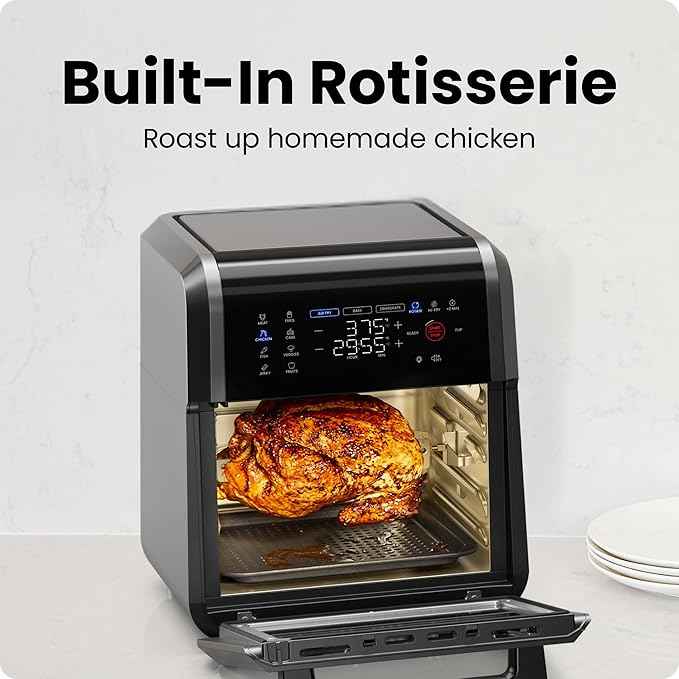 Chefman 12-Quart 5-in-1 Air Fryer Oven with Digital Timer, Touchscreen, and 12 Presets - Family Size Countertop Convection Oven, Dishwasher-Safe Parts