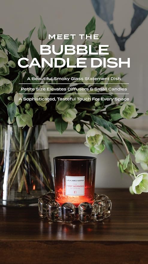 Alice Lane Original Bubble Candle Dish – Chic Clear Glass Candle Dish for Home Decor – Decorative Modern Candle Holder for Small Candles & Diffusers