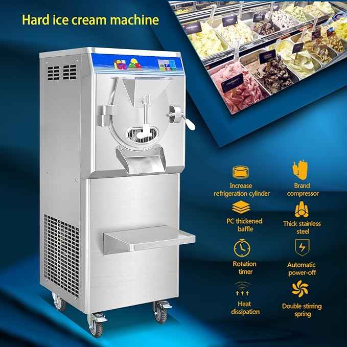 Kolice Commercial Gelato Hard ice Cream Machine, ETL Certificate Italian Ice Maker with Strong Stainless Steel Door-12-15 Gal/Hr - Batch Freezer Restaurant Equipment