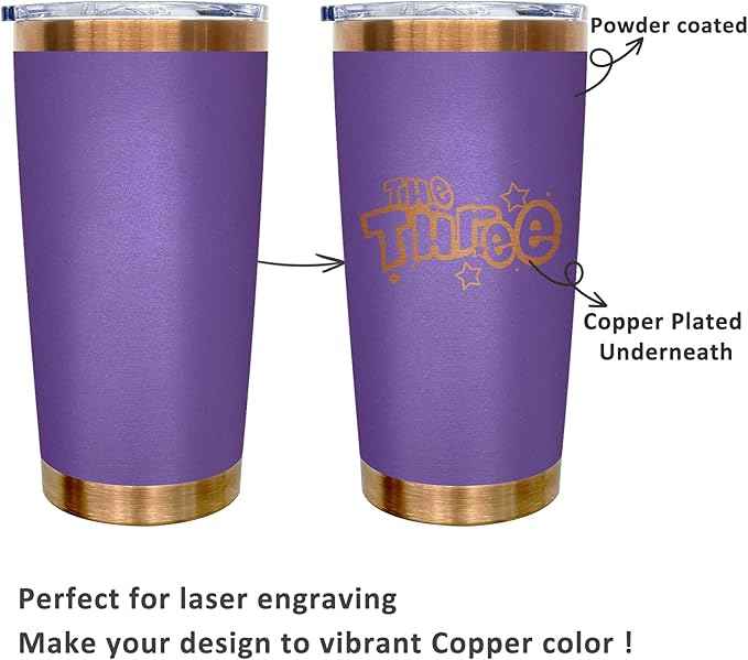 20 oz Tumblers Stainless Steel Tumbler with Lid and Straw Insulated Copper Coffee Mug for Laser Graving 22oz Powder Coated Cup(Purple,12 pack)