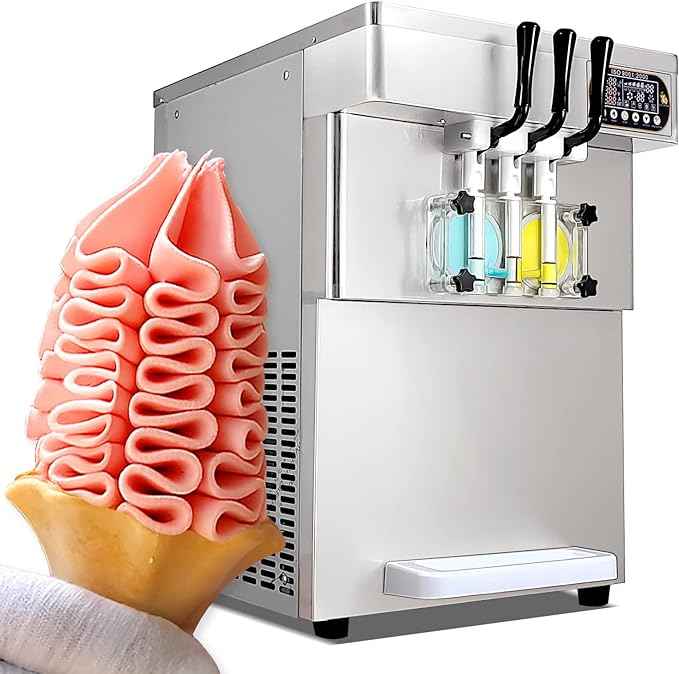 Kolice ETL certificate desktop 3 flavors countertop soft ice cream machine yogurt 2+1 mixed flavors soft ice cream machine gelato soft ice cream maker | 110V 2000W