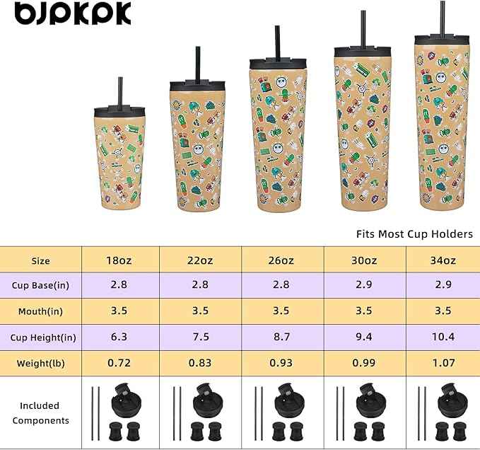 BJPKPK 30oz Tumbler With lid And Straw Stainless Steel Travel Coffee Mug Insulated Tumblers Cups,Spring Party Brown
