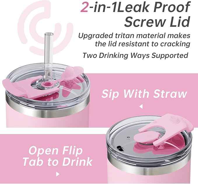 COKTIK 40 oz Tumbler With Handle and Straw, Insulated Tumbler With Leakproof Lids, Stainless Steel|BPA-Free, Cold for 24 H (Sakura)