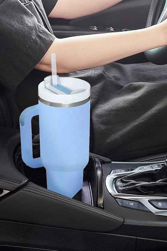 Tumbler with Handle & Straw 40 oz | Twist On 3-Way Lid | Cupholder Compatible for Travel | Insulated Stainless Steel Cup | BPA-Free |Tumbler with Lid and Straw for Water, Iced Tea or Coffee| black