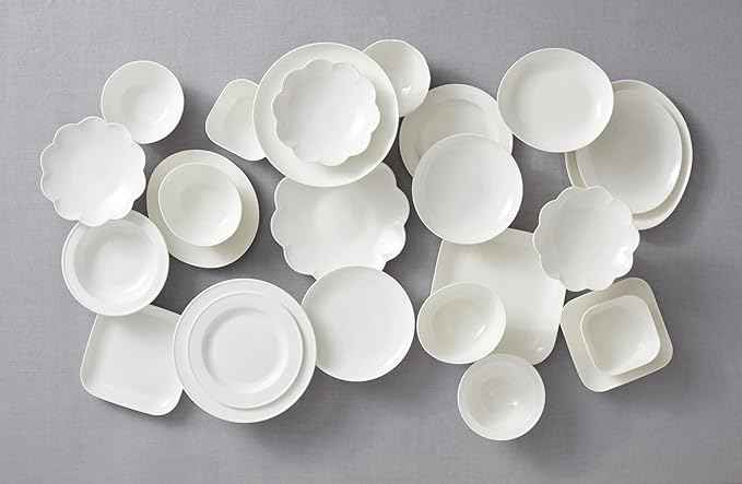 Lenox Dinnerware Sets, Studio 1414 Coupe 24-Piece Dinnerware Set, Service For 8, Bone China Material, Dishwasher Safe, Microwave Safe, Bowls, Plates And Bowls, Dinner Dishes, Plates (White, 24 Piece)