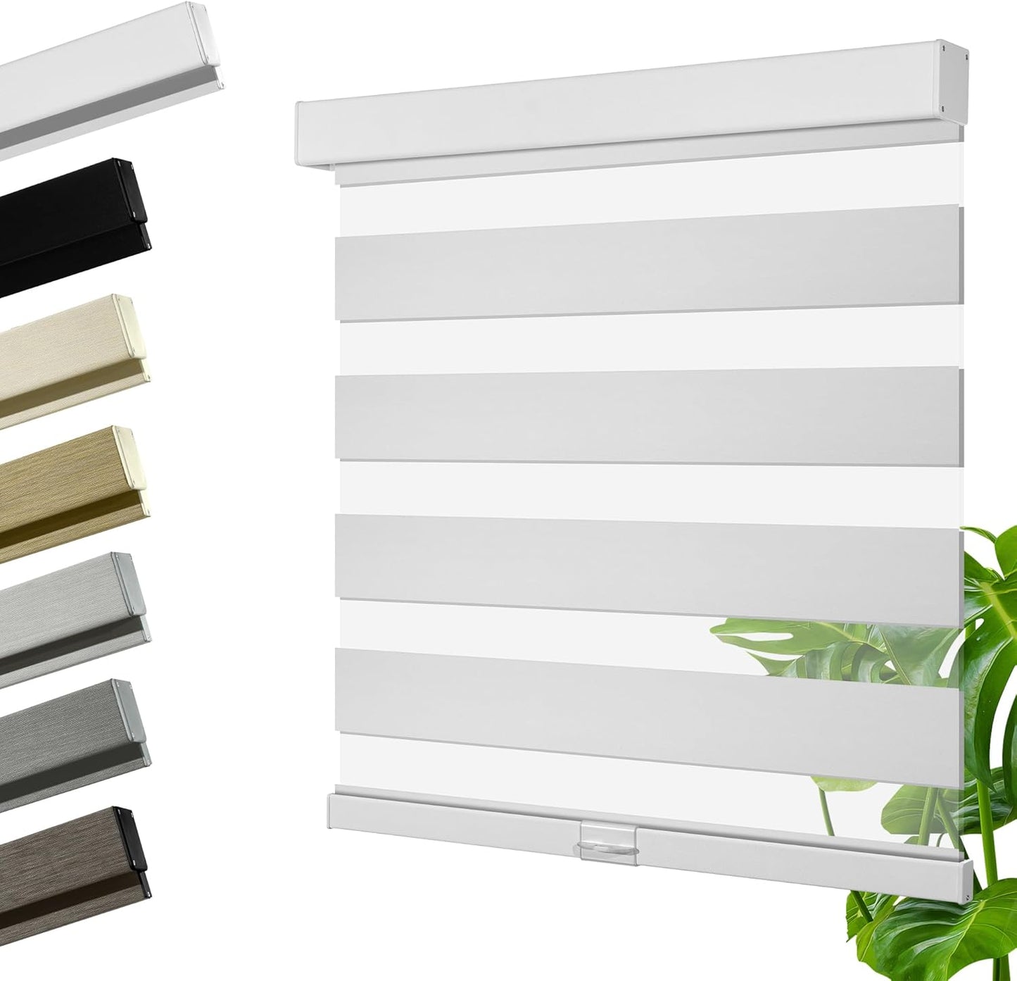 Cordless Zebra Blinds for Windows, Blackout Interior Blinds,Easy to Install,UV Protection,for Offices and Home,Custom Roller Shades, Solid White, 42" W x 88" H