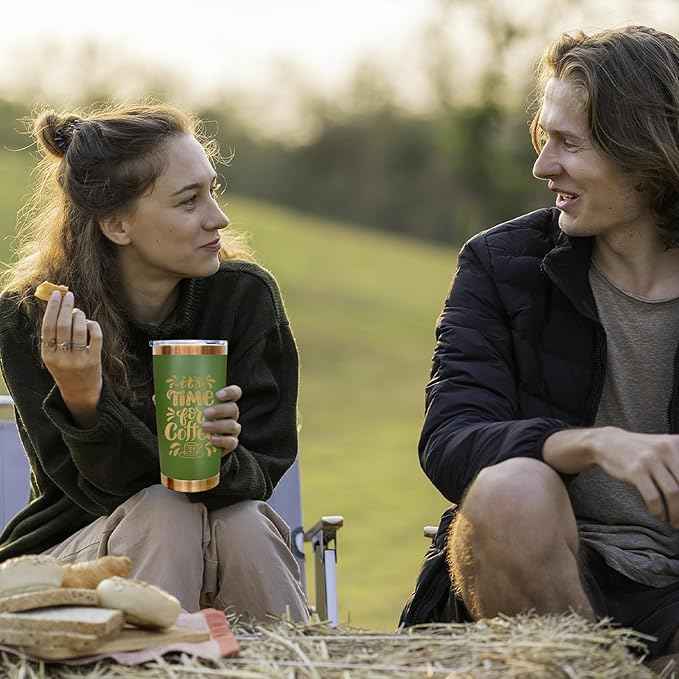 20 oz Tumbler Bulk 8 Pack Stainless Steel Tumblers with Lids and Straws, Double Wall Vacuum Insulated Travel Coffee Mug for Laser Engrave, Powder Coated Cups Hot and Cold Drinks (Army Green,8 pack)
