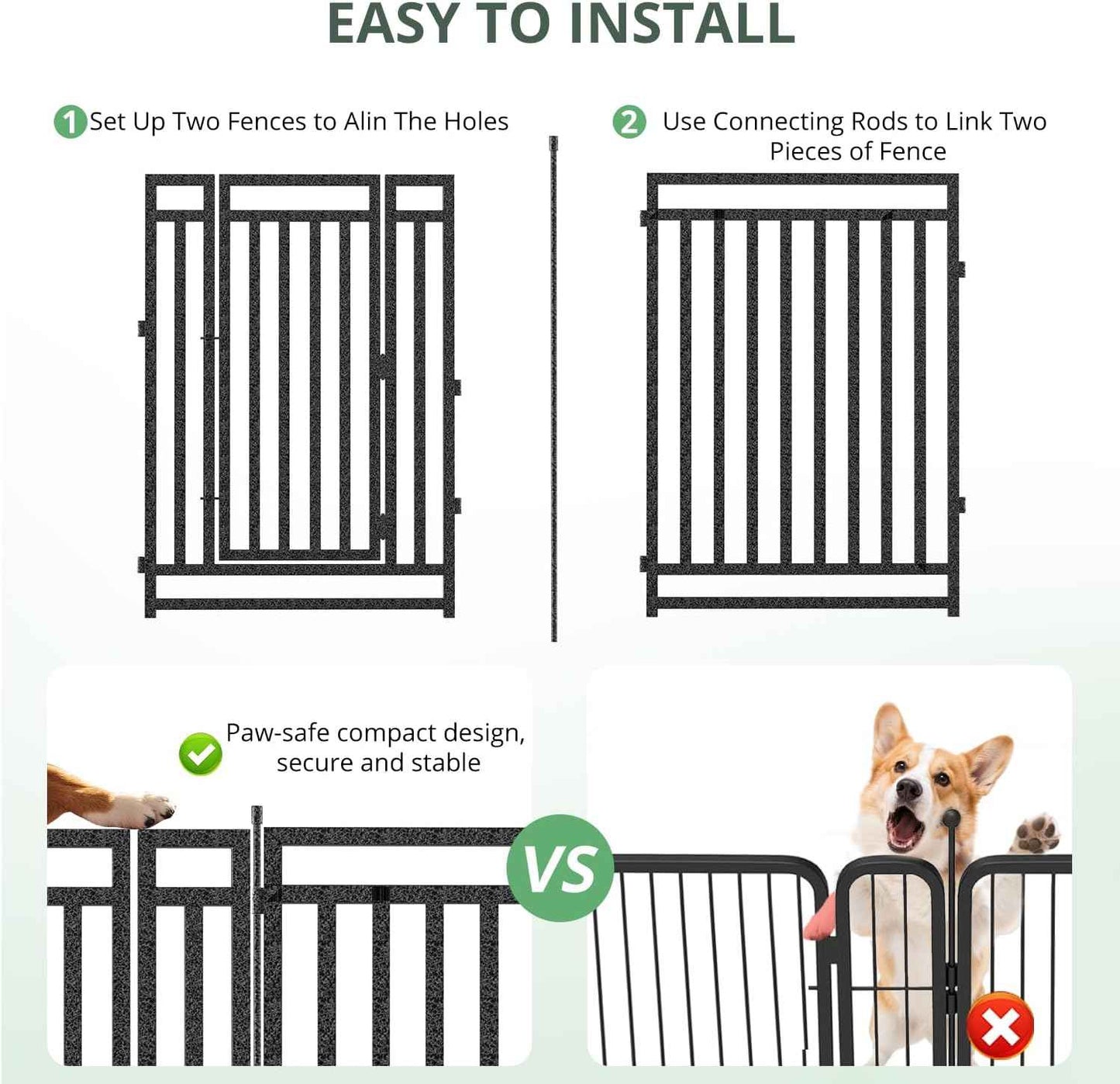 Dog Playpen Metal Dog Fence Outdoor for Yard 32" Height 32 Panels Portable Dog Pen Pet Kennel for RV Camping(Black-Silver)