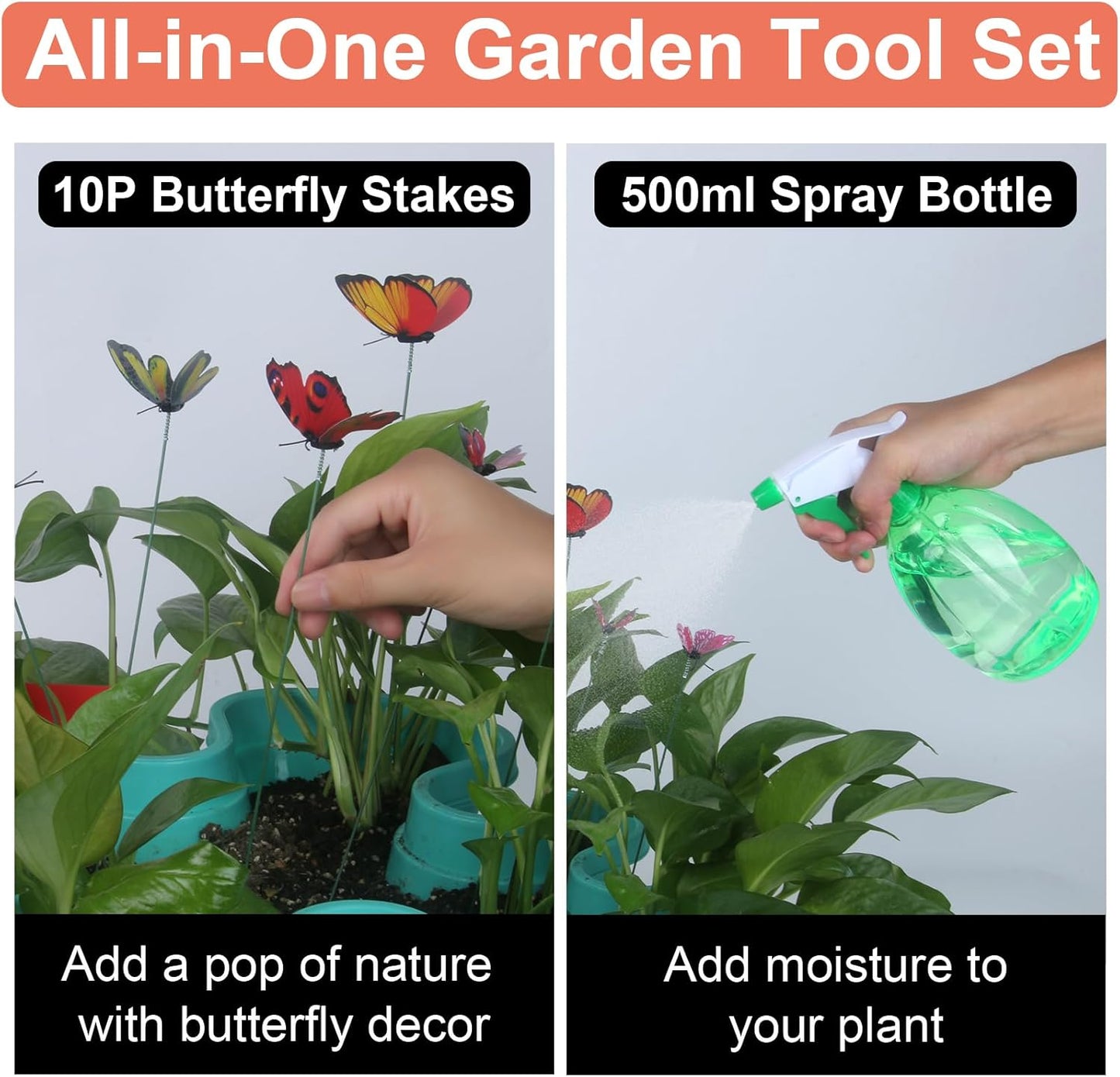 Vertical Planter, 6 Tier Stackable Strawberry Planter with Garden Tool Set, Movable Indoor/Outdoor Garden Herb Pot for Growing Vegetables and Succulents, Teal