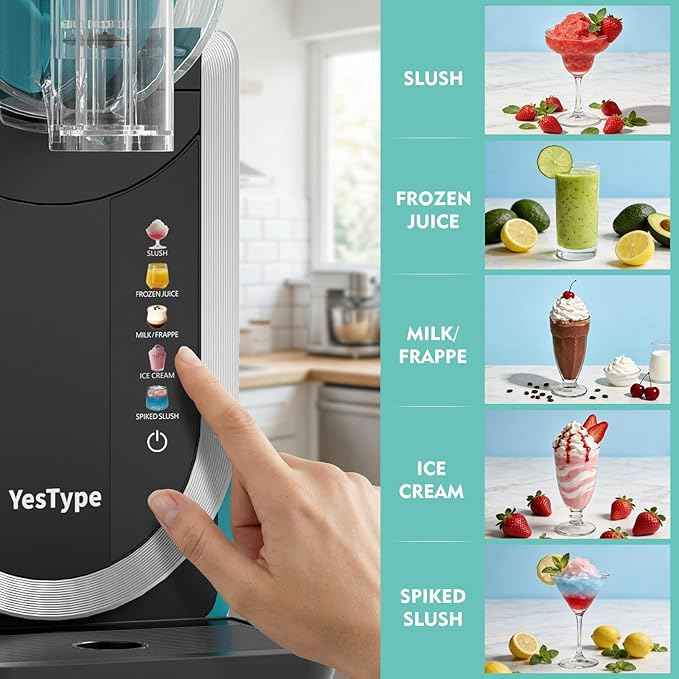 Slushie Machine for Home, No Ice Needed Margarita Machine & Slushy Machine, 5 Preset, Rapid Freezing, Self-Cleaning, 66oz Slushie Maker for Frappes, Spiked Slush, Ice Cream, Dark Green