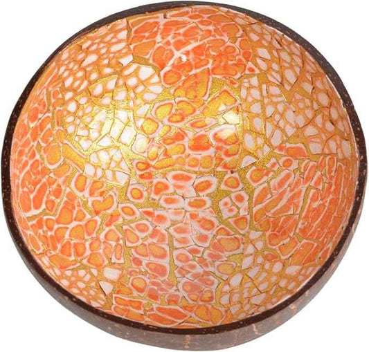 ChezMax Natural Coconut Bowl Mother of Pearl Inlaid Shell Bowls Key Bowl for Entryway Table Candy Container Nuts Holder Fruits & Dry Snack Storage Bowl Round Handcrafted Bowl for Decoration