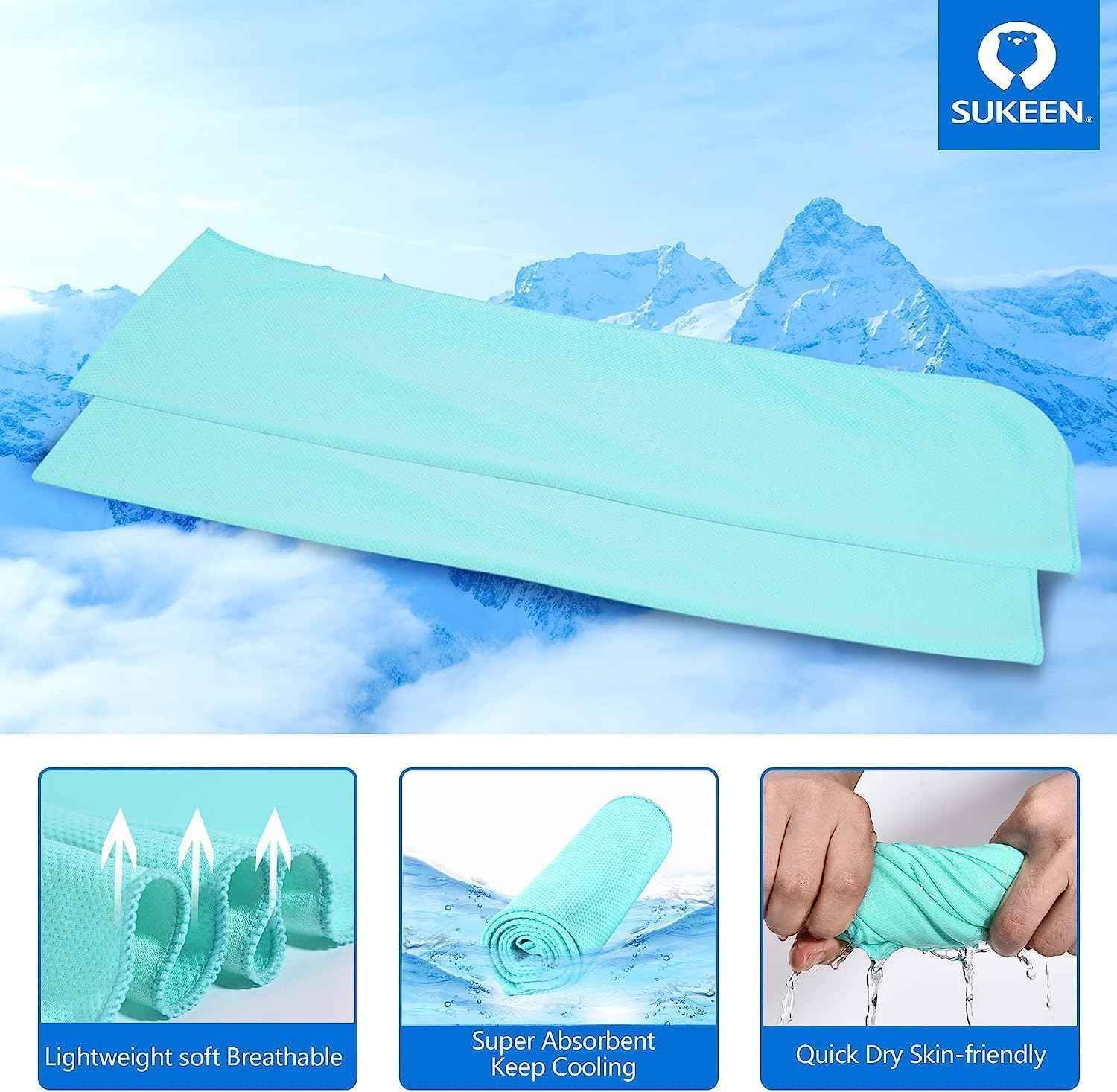 Sukeen Cooling Towels 8 Pack (40"x12"), Cooling Towels for Neck and Face, Microfiber Breathable Chilly Ice Towel for Hot Weather, Sweat Towel for Gym, Sport, Yoga, Golf, Workout, Camping, Running