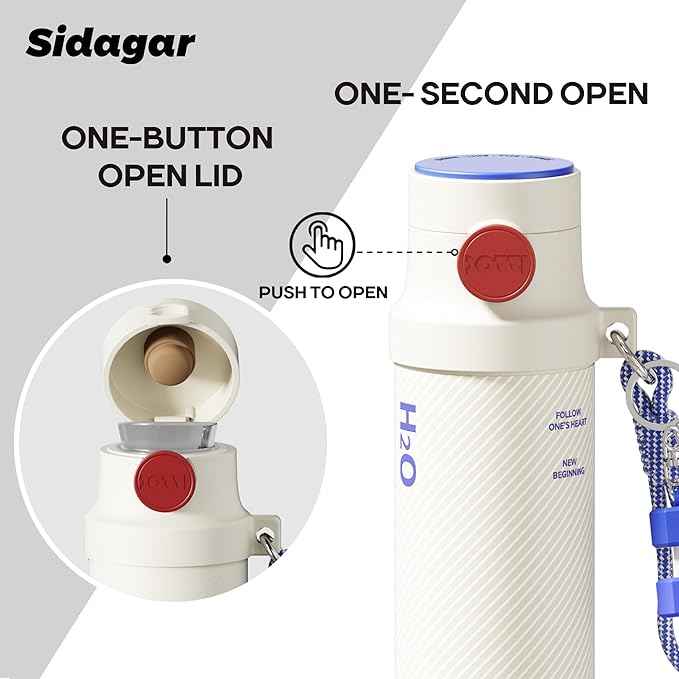 18 oz Insulated Water Bottle, Stainless Steel Travel Mug with Lid, Double Wall Vacuum Sports Water Bottle, BPA Free, Leak-Proof, Fits in Car Cup Holder, Great for Men Kid School, White