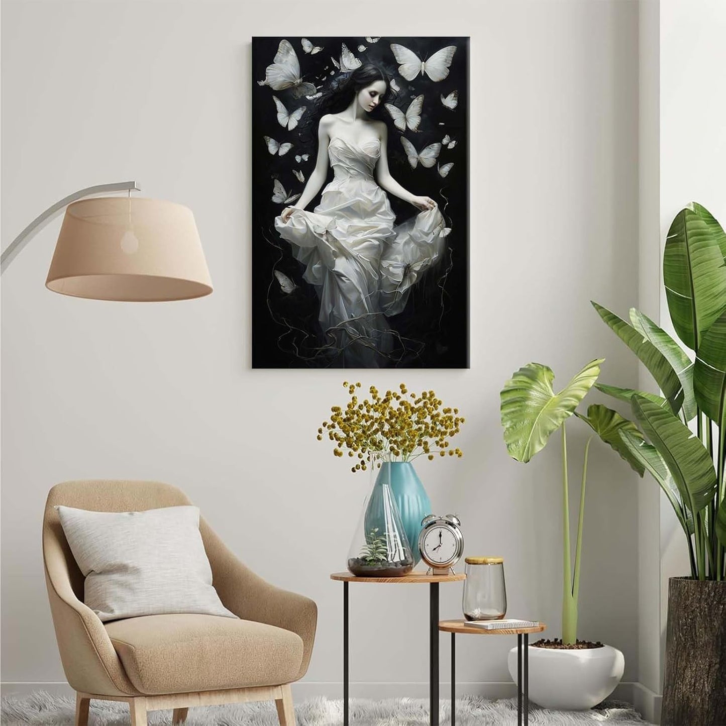 JFHCQJPK Vintage Gothic Feminine Canvas Wall Art Print Butterfly Poster Moody Preppy Wall Art Dark College Decor for Home Bedroom28x40in Frameless