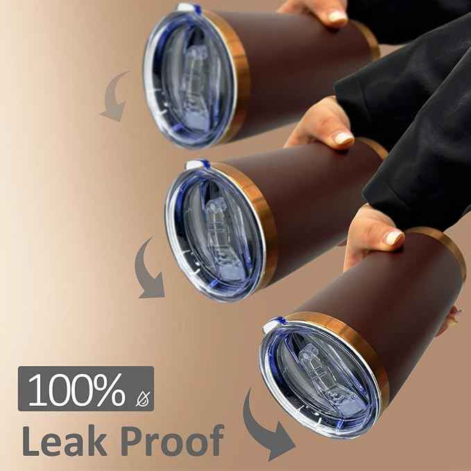 20 oz Tumbler Bulk 4 Pack Stainless Steel Tumblers with Lids and Straws, Double Wall Vacuum Insulated Travel Coffee Mug for Laser Engrave, Powder Coated Cups for Hot and Cold Drinks (Brown,4 pack)