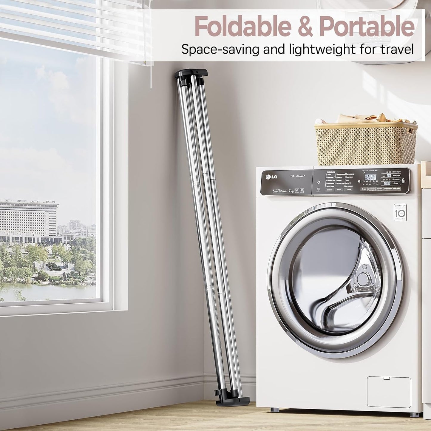 TOOLF Clothes Drying Rack Foldable, Laundry Drying Rack Stainless Steel, Portable Clothes Rack, Clothing Garment Rack, Drying Rack for Clothing, Indoor Outdoor, Free-Standing, Large Capacity