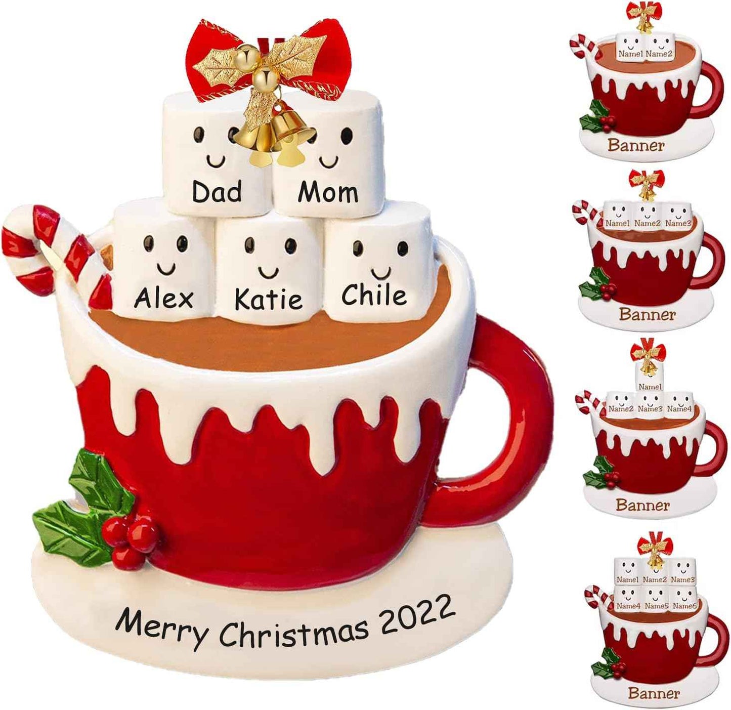 Personalized Christmas Ornament, Family Cup Custom Polyresin Ornament 2025 for Xmas Tree Decoration Holiday Family Decor
