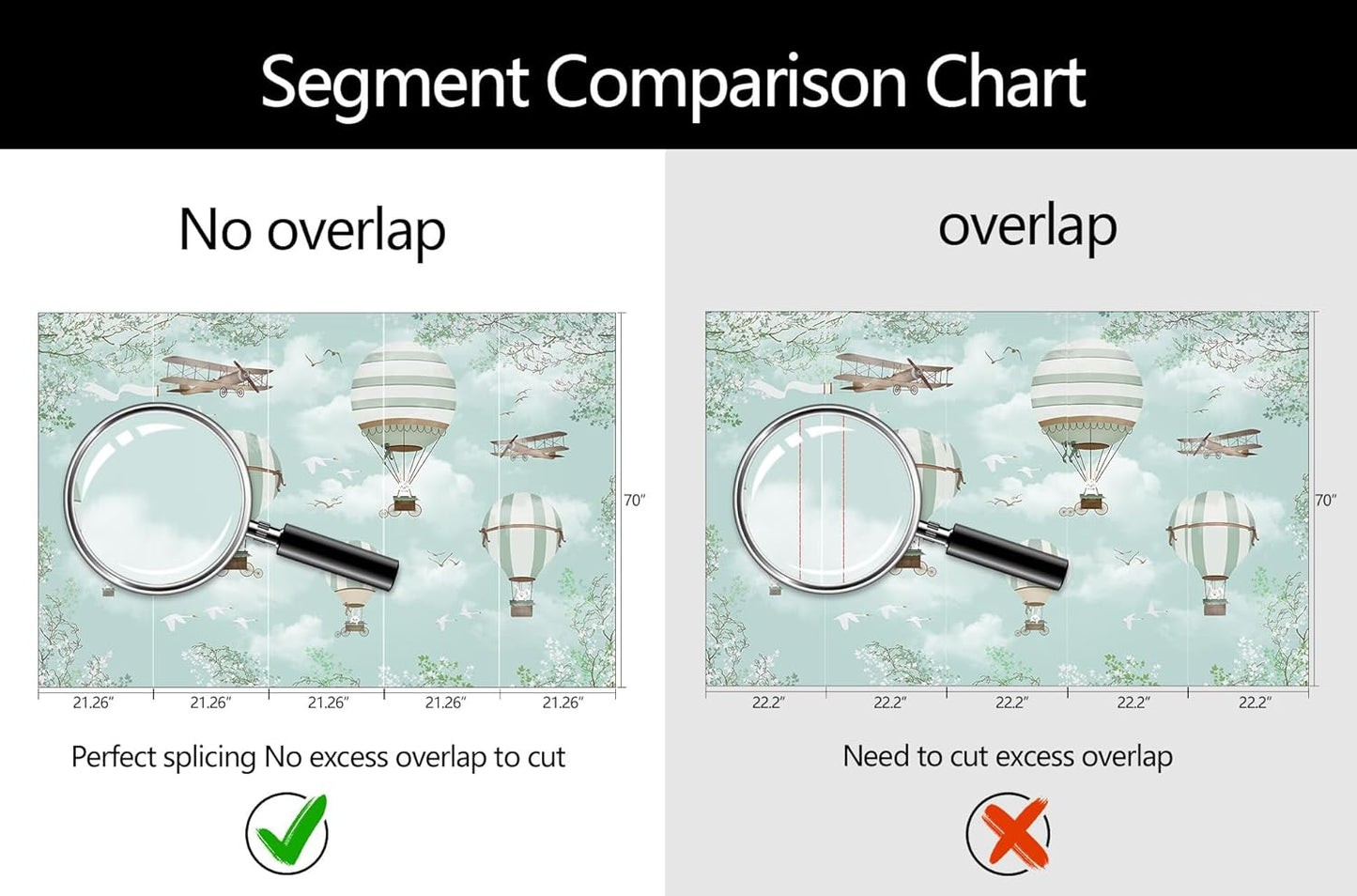 WFBHUA-Hot Air Balloon Wallpaper Mural Cute Animals Airplanes Blue Wallpaper for Nursery Wall Decoration Boys Bedroom Baby Room Kids Room (Not Peel and Stick)