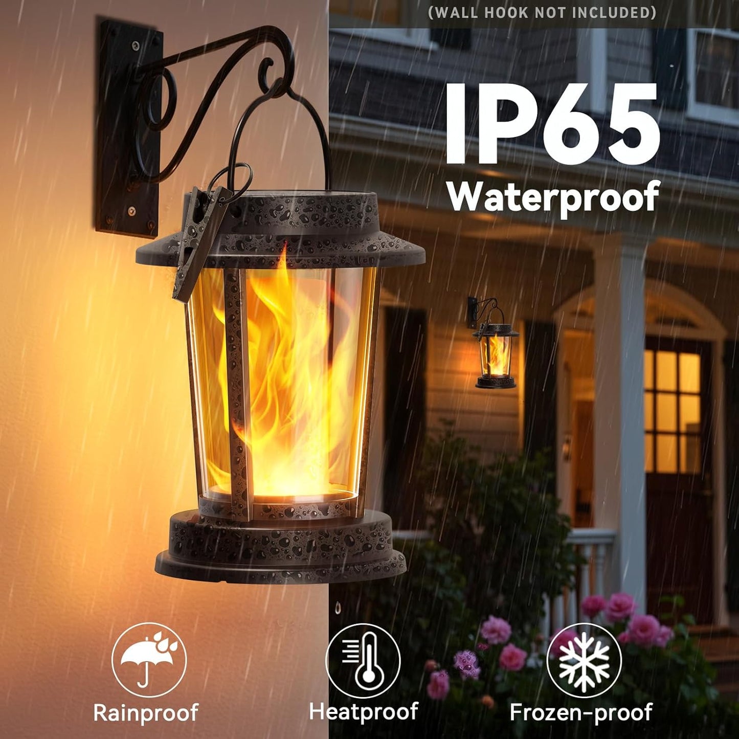 Solar Lanterns Outdoor Waterproof, 4 Pack Upgraded Flickering Flame Solar Lights Outdoor, Solar Powered Lanterns Decorative, Hanging Solar Lantern for Garden Patio Porch Yard Path Tree Decor