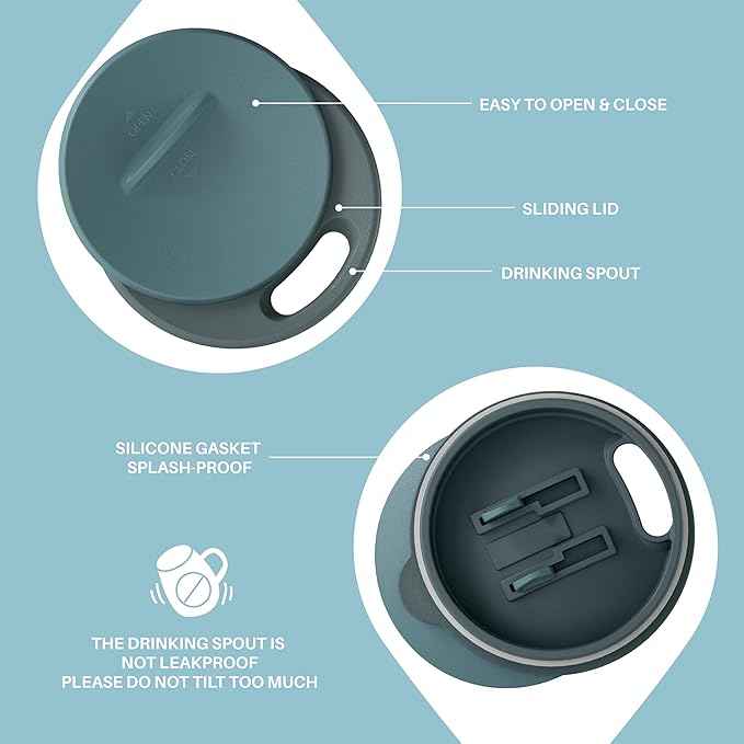 Ideus 16 oz Insulated Coffee Mug with Handle and Lid, Double Wall Stainless Steel Vacuum Thermal Coffee Mug, Travel Coffee Cup Thermal Cup for Home and Office, Eggshell Blue