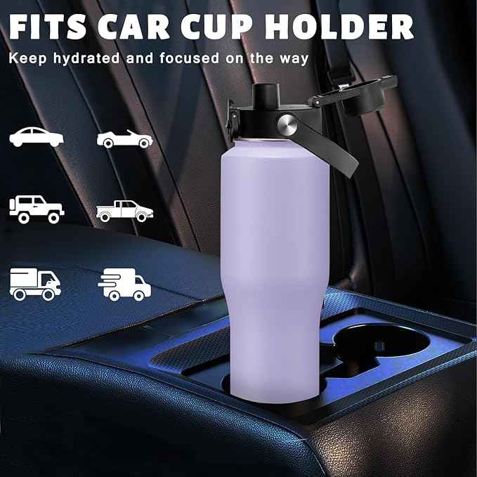 32oz 40oz Insulated Water Bottle with Straw - Keep Cold 48h or Hot 24h, Insulated Tumbler with Auto Spout Lid Fits in any Car Cup Holder, Metal Water Bottle Travel Coffee Mug for Car, Gym, Office