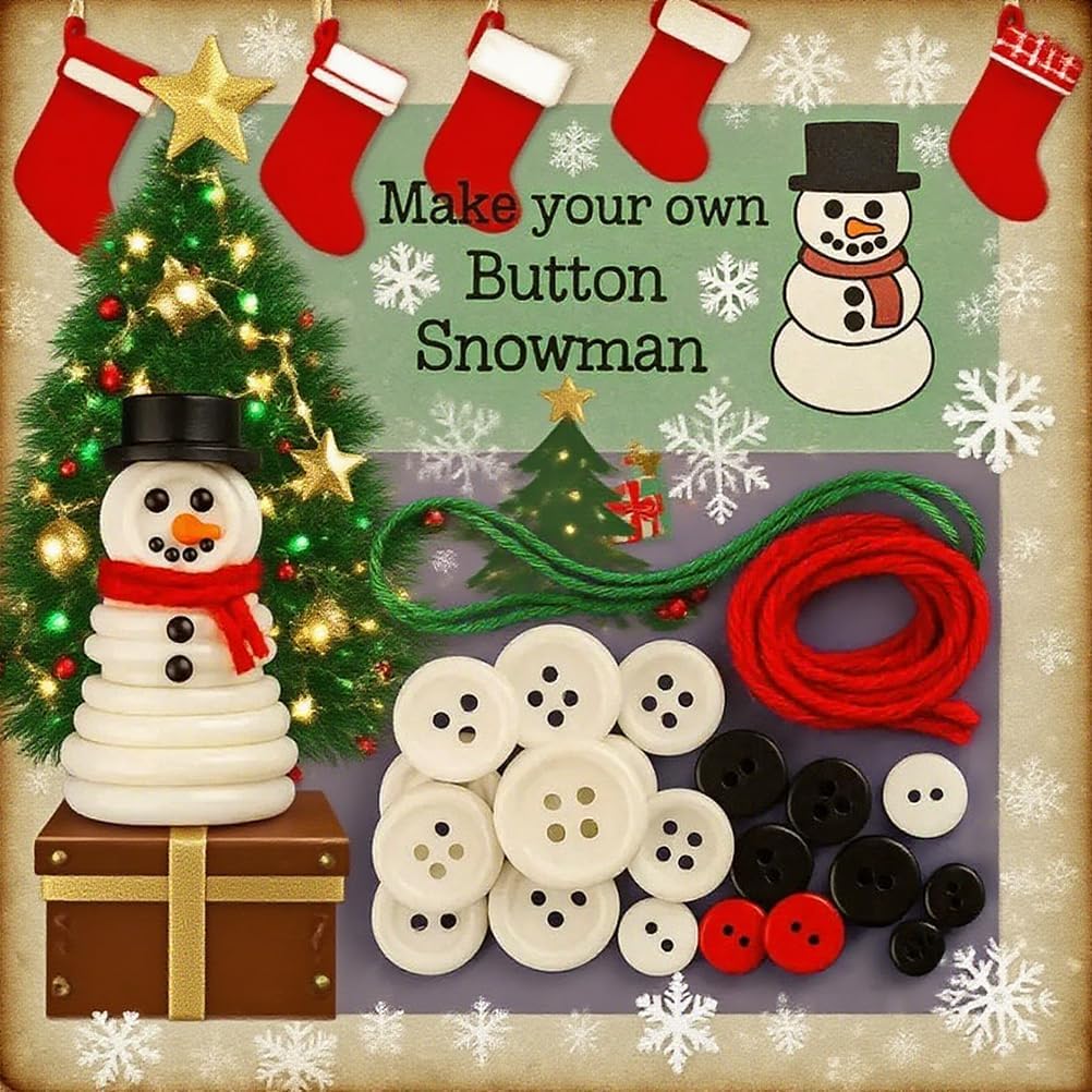 DIY Christmas Button Ornament Making Set - Snowman/Santa/Angel, Fun Holiday Craft Kit for All Ages, Ideal Xmas Tree Hanging Decor & Festive Gifts (D 8)