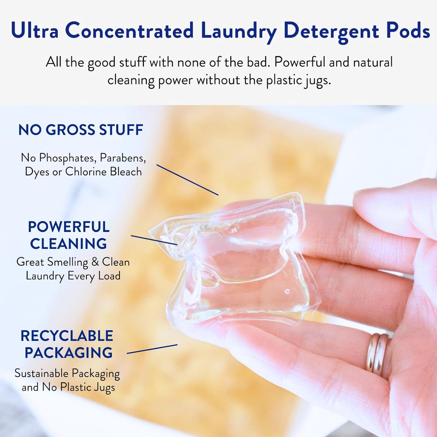 The Clean People Fragrance Free Laundry Detergent Pods - Hypoallergenic Laundry Pods - Ultra Concentrated, Recyclable Packaging, Stain Fighting - Fragrance Free, 96 Pack