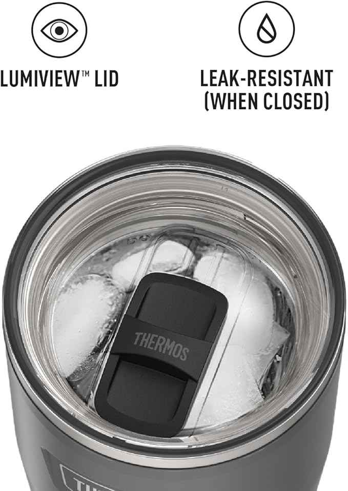 THERMOS ICON SERIES Stainless Steel Cold Tumbler with Slide Lock, 24 Ounce, Granite