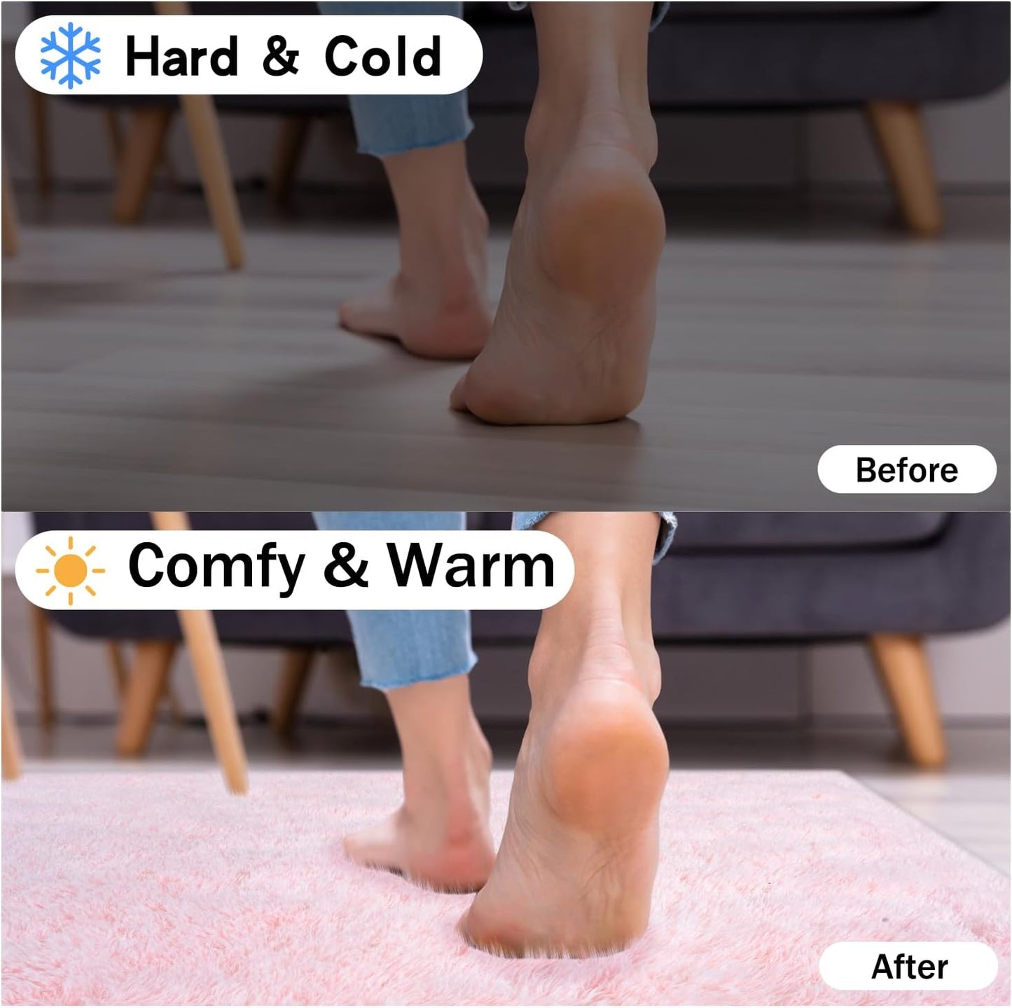 Rezutan Pink Super Soft Rug for Girls Bedroom 2x3 Feet, Fluffy Shag Area Rugs for Living Room Nursery, Fuzzy Cute Bedside Rug for Kids Room Baby Princess Room, Modern Indoor Comfy Plush Carpet Decor