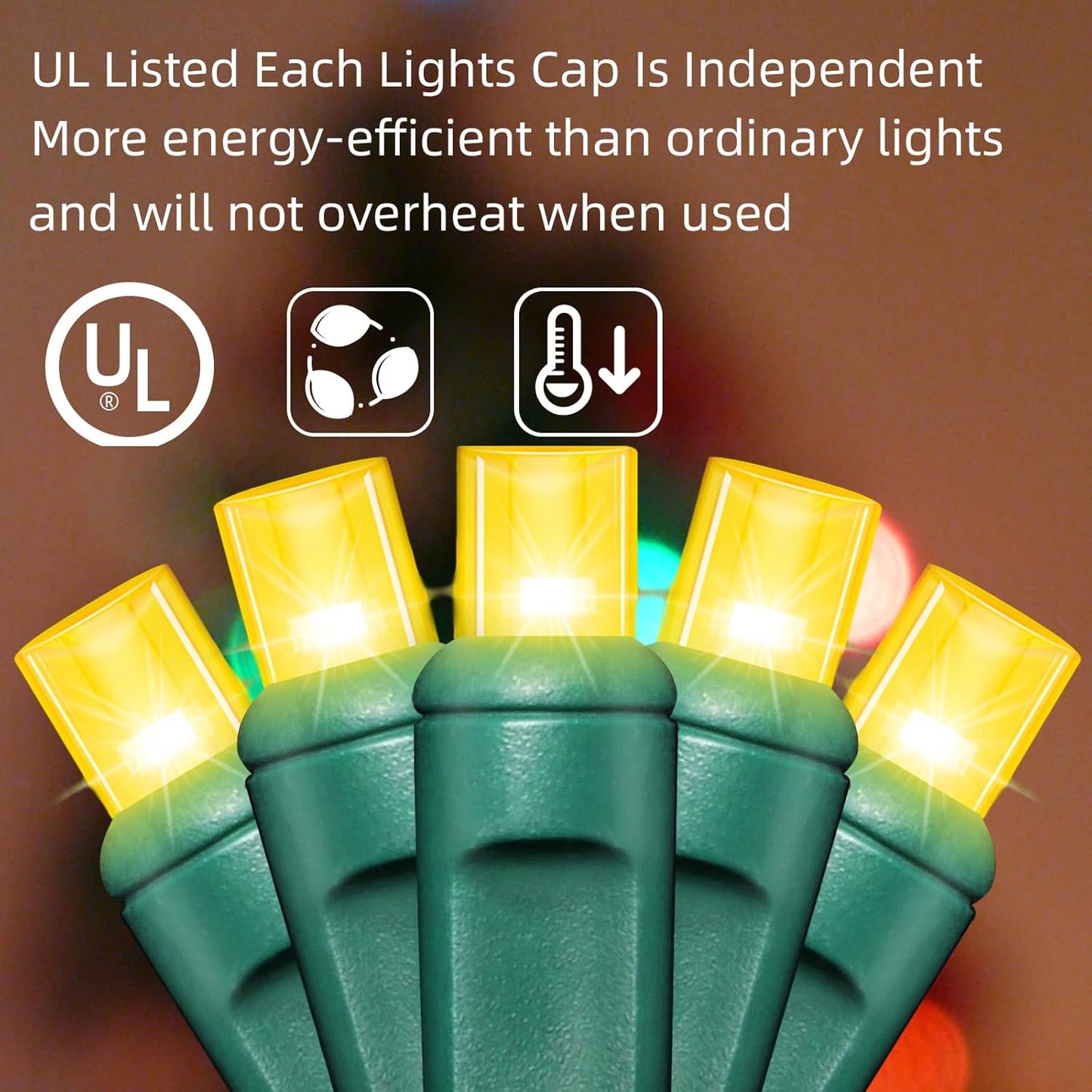 200LED (4pk of 50L) String Lights, LED Christmas Lights, 6" SPACING,Green Wire,Yellow