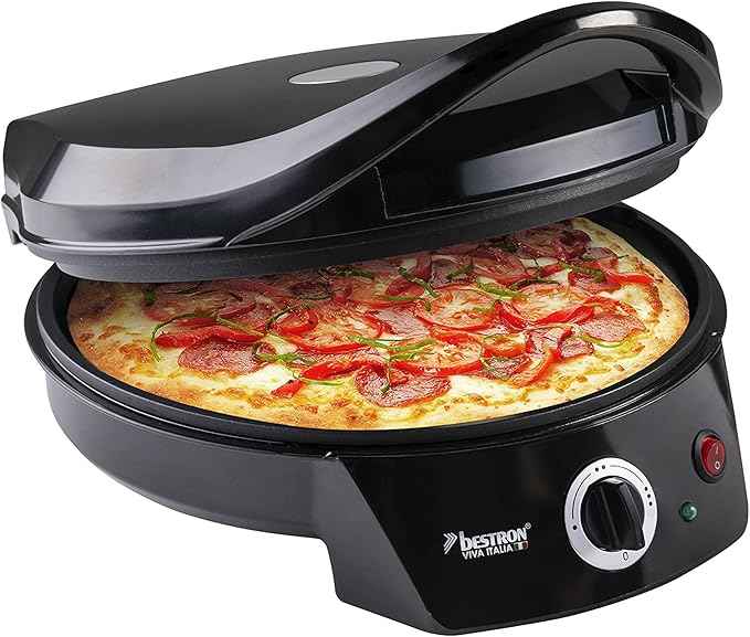 Bestron Viva Italia Electric Grill Oven for Pizza, Upper and Lower Heat, Up to 180 °C, 1800 W, Colour: Black