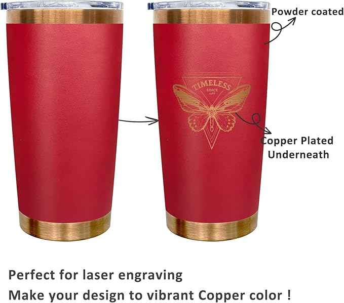 20 oz Tumblers Stainless Steel Tumbler with Lid and Straw Insulated Copper Coffee Mug for Laser Graving 21oz Powder Coated Cup(Red,6 pack)