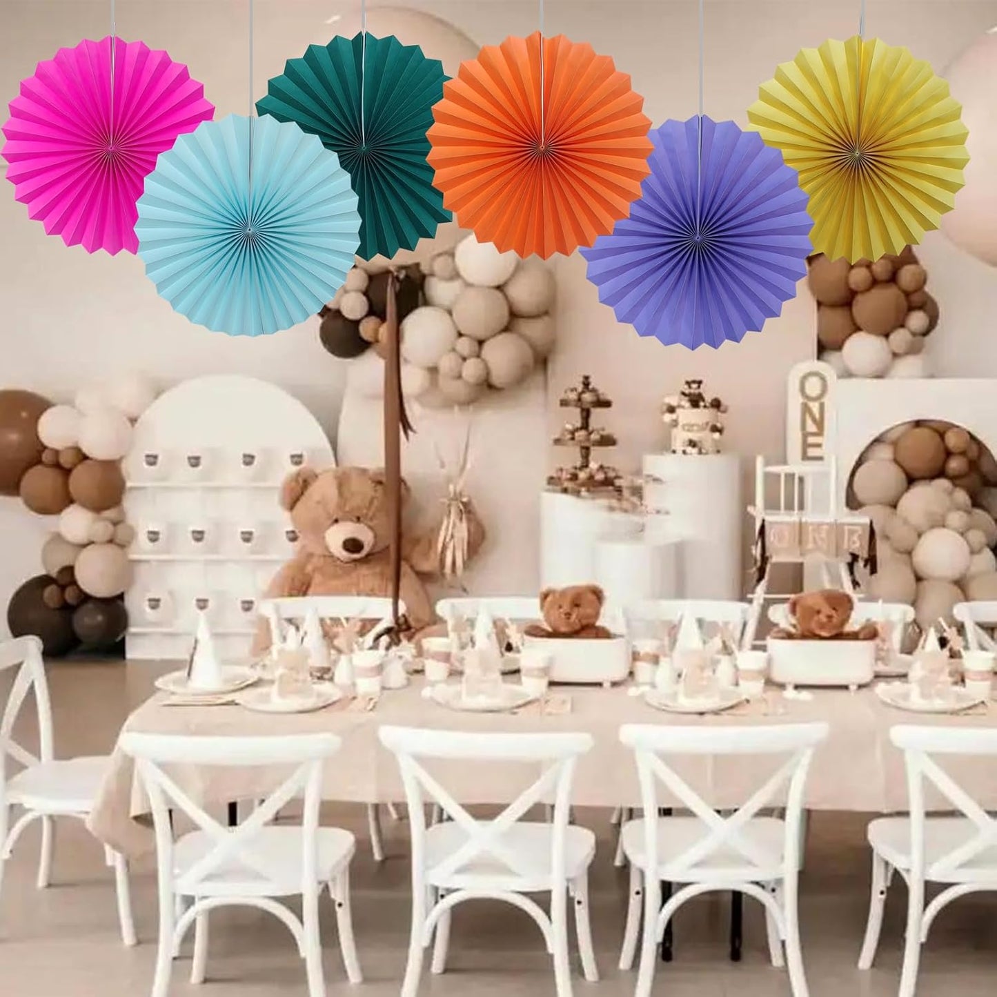 Red Graduation Party Decor,Girls Party Decorations ,Party Supplies Party Fans 16in, Anniversary Decorations for Party,Wedding Graduation Events Accessories 30 Color DIY Set （Rose Red）