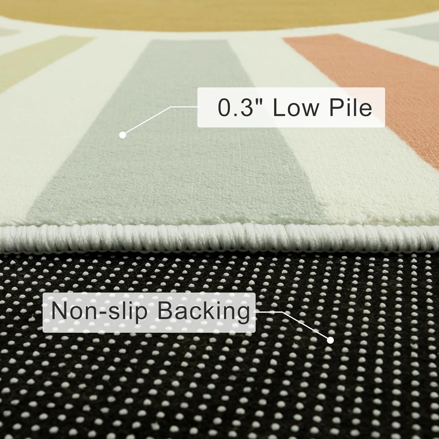 STARUIA Boho Washable Rug 3'x5' Kids Area Rug for Playroom, Colorful Kids Rug for Bedroom, Non-Slip Throw Sun Carpet Soft Small Sunshine Rugs for Office Nursery Entryway Dorm